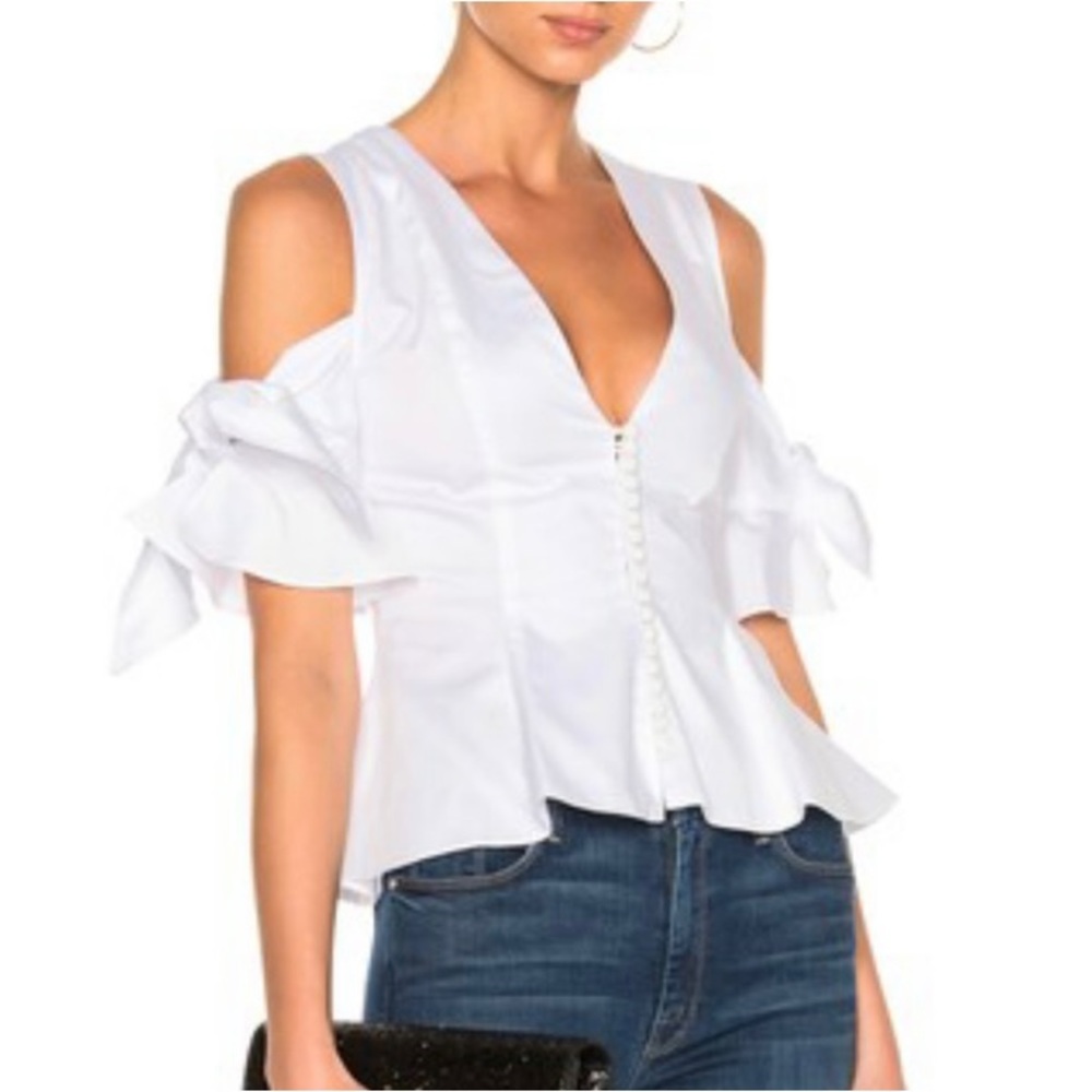 n/Nicholas bow sleeve top in white size 4 nwt